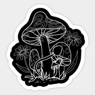 Line Art Design Mushroom Sticker